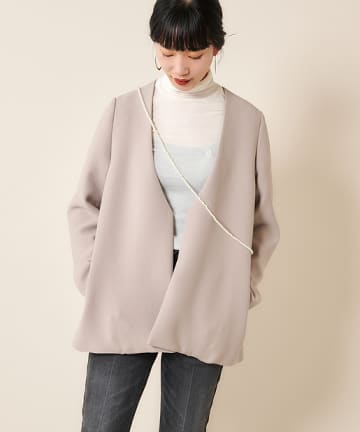 ベルテッドノーカラージャケット