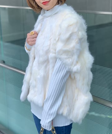 【POLOGEORGIS/ポロジョージス】ラビットファーハーフスリーブジャケット