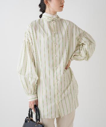 ストライプボウタイブラウス