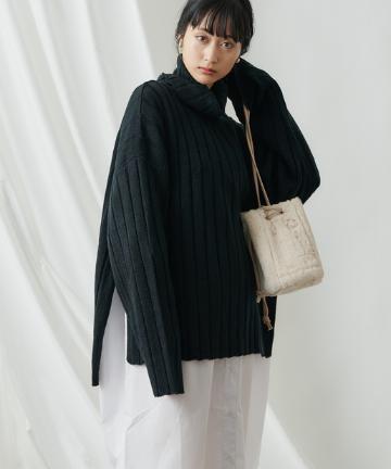 【WEB限定】ワイドリブタートルネックビッグニットプルオーバー