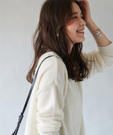 【《柔らかな肌触り》手洗い可】ラクーン混ルーズニット