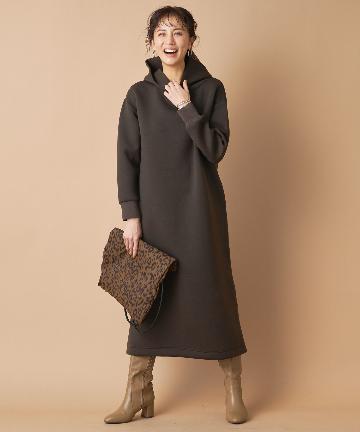 un dix cors(アンディコール) 【《女性らしく着られるフーディ》手洗い可】ダンボールフーディワンピース