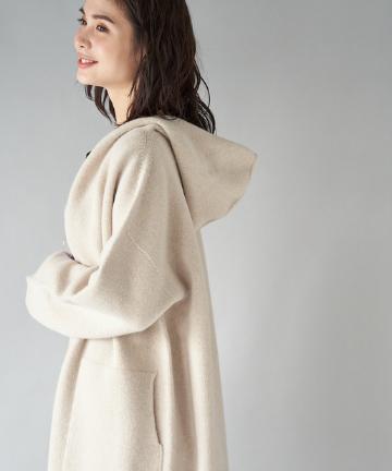 カシミヤ混フーテッドコーディガン