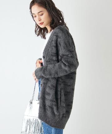 モヘア起毛ジャガードゼブラカーディガン