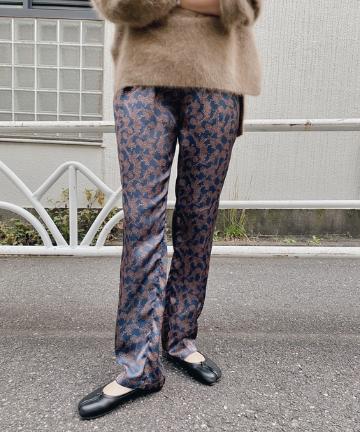 <WEB限定>サテンプリントドロストパンツ