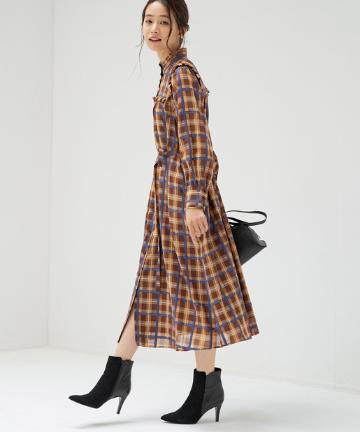 【COEL/コエル】 チェックフリルワンピース