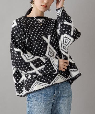 【COEL/コエル】シャギー柄編みニット