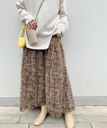 ツイードティアードロングスカート