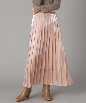 分繊サテンプリーツマキシスカート