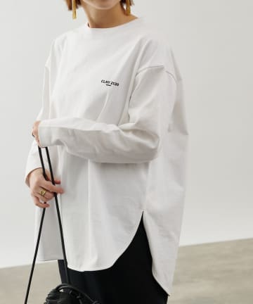 ロゴ入り天竺前後差長袖Tシャツ