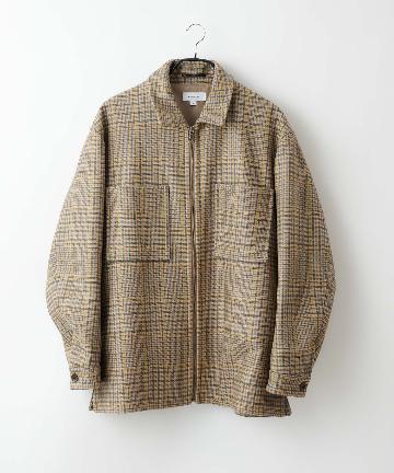 テックウールチェック柄ジップブルゾン