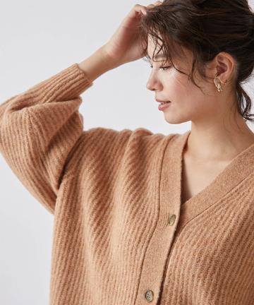 【オーバーサイズが華奢に見せてくれる】畦編みルーズカーデ