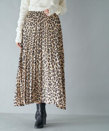レオパードプリーツスカート