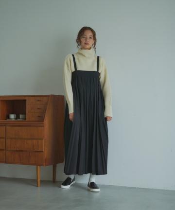 【Du noir】親子プリーツ吊りスカートワンピース