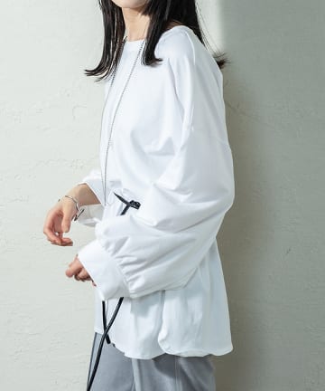 袖ボリュームロングTシャツ