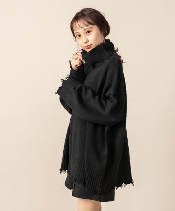 [mline]BIGタートルダメージニット