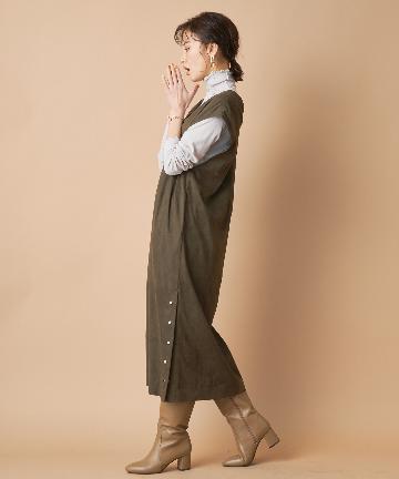 【1枚でコーディネートが決まる】フェイクスエードワンピース