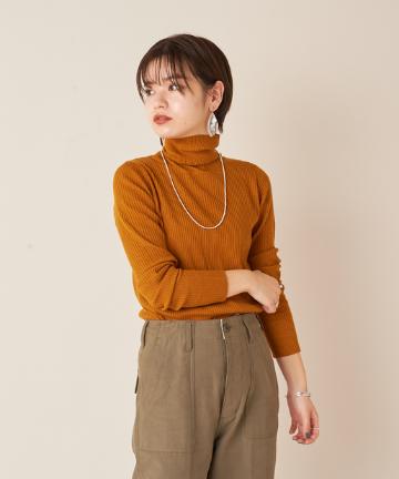 リブハイネックニット