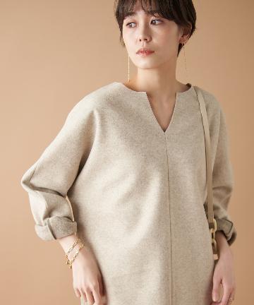 un dix cors(アンディコール) 【《デコルテをきれいに見せる》手洗い可】ウールタッチジャージーカットソー