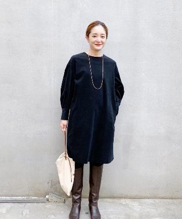 細コールチュニックワンピース