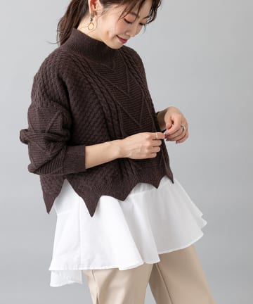 prose verse(プロズヴェール) 【別々でも使えるセットアイテム】レイヤードケーブルハイネックニット