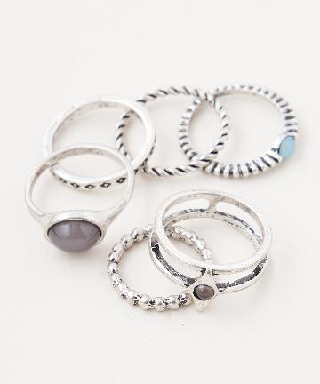 6連リングSET STONE MIX