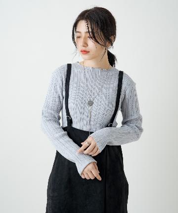 ＊パターン編みメッシュクルーリブニット