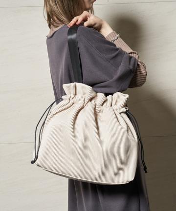 プリーツ巾着ショルダーバッグ