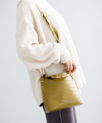 クロコ型押しバンブーバッグ