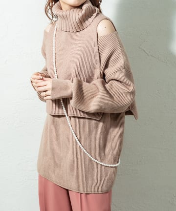 タートルベストレイヤードニット