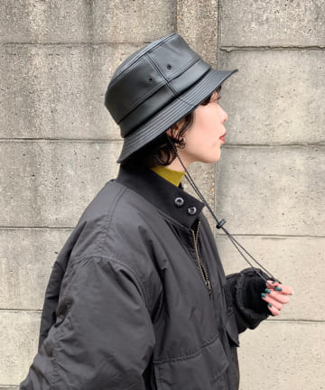 IMITATION LEATHER BACKET HAT