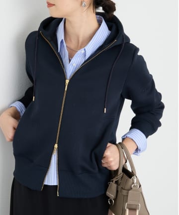 RIVE DROITE(リヴドロワ) 【新色追加】【WEB限定/キレイめ上品】スポンジダンボールZIPパーカーカットソー