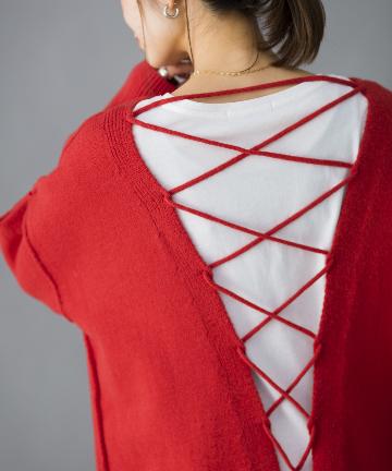 prose verse(プロズヴェール) 《WEB限定》バックレースアップニット