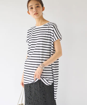 【洗える・Le minor(ルミノア)】ノースリーブチュニックカットソー