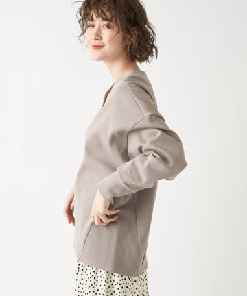 【《お仕事にも使いやすい》手洗い可】スキッパーカットソー