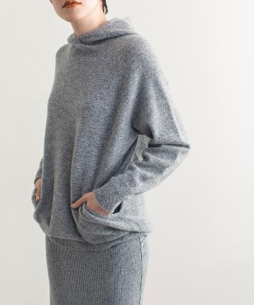 ウールカシミヤフードニット
