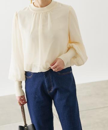 シフォンカバーリングハイネックプルオーバー