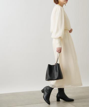 シフォンカバーリングハイネックワンピース