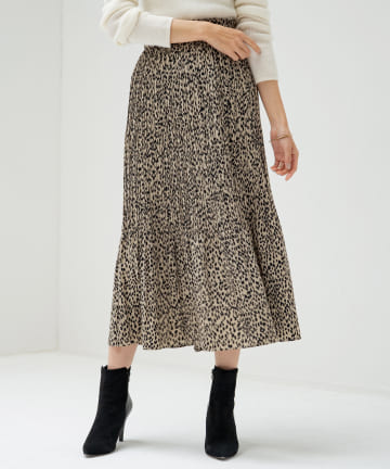 レオパードプリーツスカート