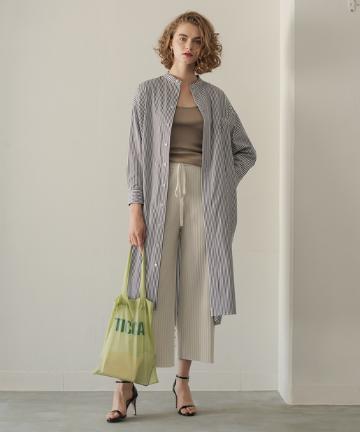 【TICCA/ティッカ】ノーカラースクエアBIGロングシャツ