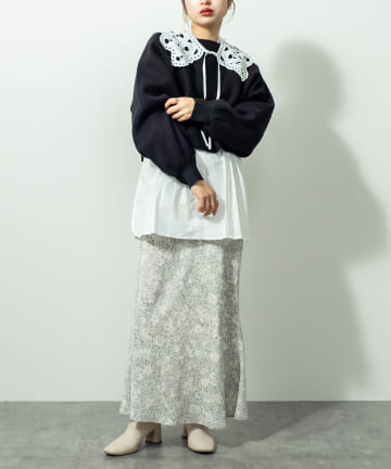 ヴィンテージサテン花柄スカート