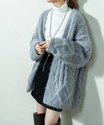 シャイニーケーブルカーディガン