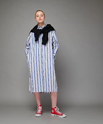 バックギャザーシャツワンピース