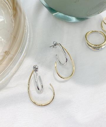 【WEB限定】イヤーカフ風配色ダブルピアス