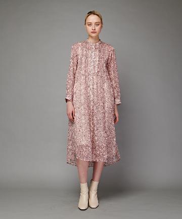 ジャガードリーフ柄シアーマキシワンピース