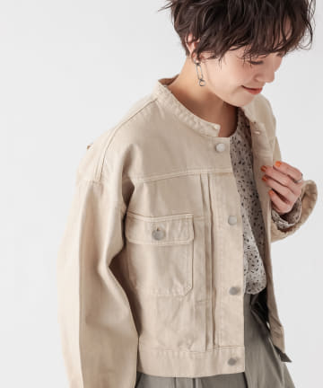 動画付き【《スモーキーな大人カラー》手洗い可】ノーカラーGジャン