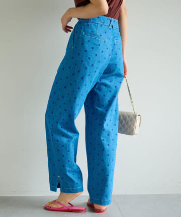 【COZスタイル・MUVEIL(ミュベール)】ドットプリントデニムパンツ