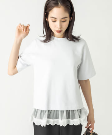 【手洗い可・COZスタイル・MUVEIL(ミュベール)】裾スカラップTシャツ