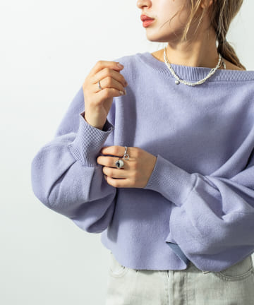 スウェットライクドルマンショートニット