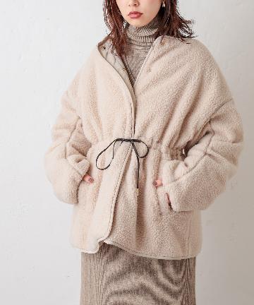 natural couture(ナチュラルクチュール) 【WEB限定】タック袖リバーシブルボアブルゾン